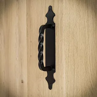 Kovinski ročaj za drsna vrata iz jekla, gladka površina, črne barve, komplet 4 kosov, višina 28 cm