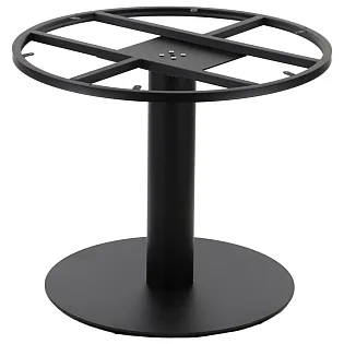 Centrale metalen tafelpoot van staal voor grote gelamineerde tafelbladen, zwarte kleur, hoogte 72,5 cm, max. diameter 70 cm