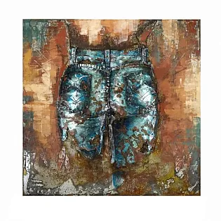 3D произведение от метал, картина Blue jeans pants, размери 100x100 см