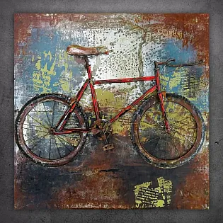 3D метална стена, голямо изображение, Спортен велосипед, размери 120x120 см