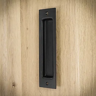 Black metal sliding door pull handle made of steel, black color, height 16.5 cm, weight 250 grams, set of 4 pcs.
