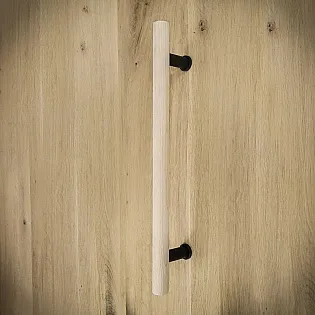 Koka un tērauda bīdāmo durvju rokturis, augstums 40 cm, svars 430 grami, komplektā 3 gab.