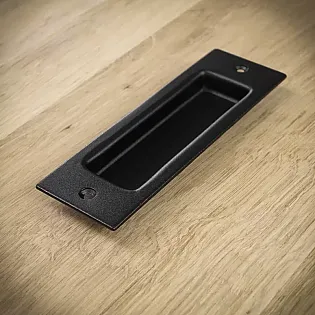 Black metal sliding door pull handle made of steel, black color, height 16.5 cm, weight 250 grams, set of 4 pcs.