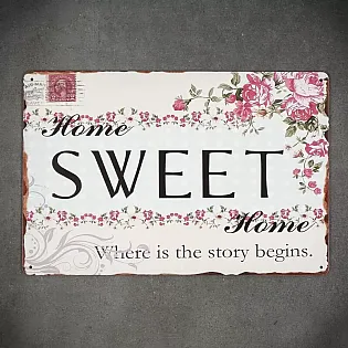 Decoratief wandbord, SWEET HOME FLOWERS, 30x20 cm
