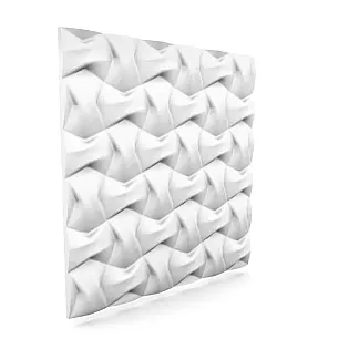 Painéis decorativos de poliestireno expandido 3D Plexus com efeito ondulado e torcido, 60x60 cm, cor branca, pintáveis, conjunto de 12 peças 4,32 m2