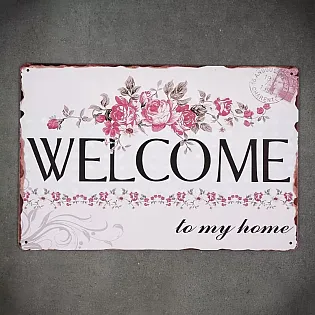 Dekoratīvā sienas plāksne, WELCOME FLOWER, 30x20 cm