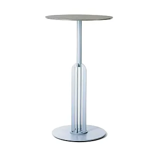 Bază de masă rotundă din oțel, cu design deosebit și coloană deschisă, disponibilă în 3 înălțimi 60 cm, 72 cm, 106 cm, potrivită pentru blaturi de până la 90 cm, vopsită în câmp electrostatic în orice culoare RAL pentru mese de dining, bar și cafenea