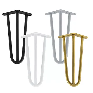 Dëschbeen hairpin, aus dräi Staange mat 10 mm Duerchmiesser, Héicht 30 cm - Set vu 4 Been, Faarwen schwaarz, wäiss, gro, gëllen