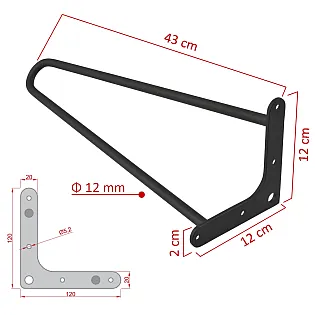 Elegantsed juuksenõel-tüüpi jalad diivanilauale, valmistatud kahest 12 mm läbimõõduga terasvardast, kõrgus 43 cm, komplektis 4 jalga, saadaval musta, valge, halli ja kuldse värviga
