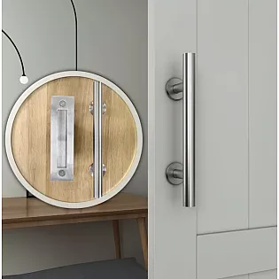 Elegant sliding door handle in silver color or black color, set of rail handle and flat handle no milling, total length 30 cm