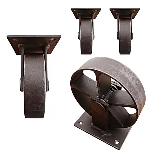 Ruote decorative per mobili in acciaio con diametro di 11.5 cm, altezza totale di 13 cm, set di 4 ruote