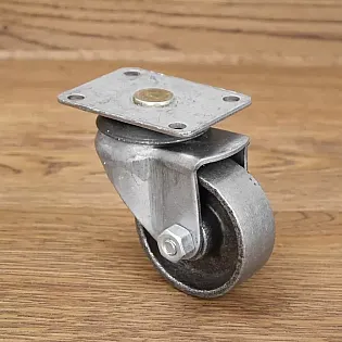 Massive Möbelrollen aus Stahl und Gusseisen, Durchmesser 5 cm, Gesamthöhe 6,5 cm, Set à 4 Stk.