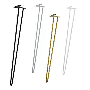 Dekoratif metal masa ayakları Ø12 bar, 95 cm yükseklik - 4 ayaklı set, siyah, beyaz, gri veya altın rengi