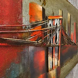 3D metal duvar sanatı, duvar dekoru Brooklyn Köprüsü, boyutlar 180x56 cm