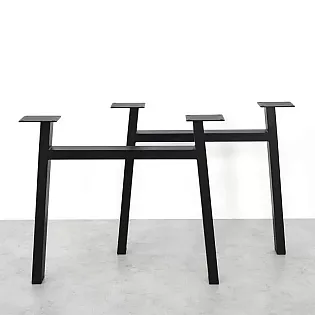 Steel table legs H-shape, black color, height 71 cm, width 82 cm, set of 2 pcs