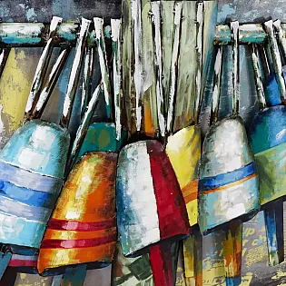 Фактурная настенная скульптура из металла в виде буя, высота 75 см, ширина 100 см.