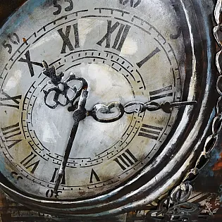 Artă metalică 3D, un ceas vechi, 100x100 cm