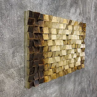 Artă metalică 3D, mozaic auriu 2, 110x70 cm