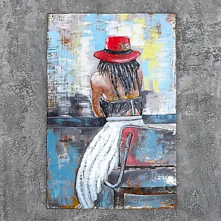 3D-Metallgemälde, Lonely Girl, 80x120 cm