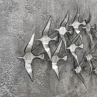 Décoration murale 3D en métal, volée doiseaux, 58x132cm