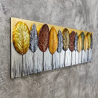 3D metal wall decor, forest, 56x180 cm
