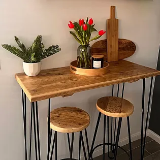 Bar masası veya konsol için firkete masa ayakları, yükseklik 105 cm, çapı 12 mm olan üç çubuk, siyah veya beyaz renk, 4 masa ayağından oluşan set