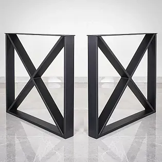 Durable table legs, square shape with X fill, width 80 cm, height 71 cm, black color, set of 2 pcs