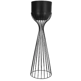 Terasest lillealus on valmistatud kumeratest musta viimistlusega terasvarrastest ja mustast plastkorvist, kõrgus 68 cm, laius 20 cm