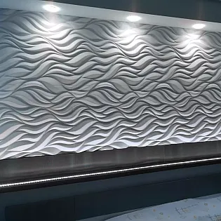 Decoratieve wandpanelen met vloeiend patroon van polystyreen Warmth, afmeting 60x60cm, witte kleur, overschilderbaar, set van 12 stuks