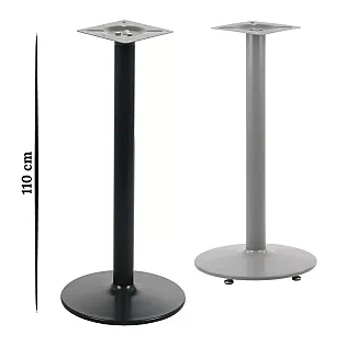 Centralt bordsunderrede i metall för bord i barhöjd, svart eller grå pulverlackering, höjd 110 cm