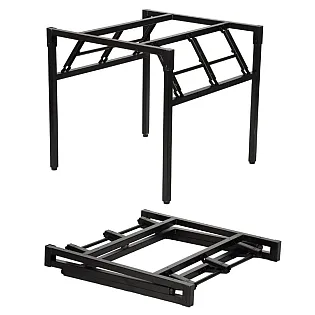 Conjunto de 2 molduras de mesa dobráveis quadradas, altura 72,5 cm, dimensões 76x76 cm, na cor preta ou cinza, adequadas para tampos de mesa grandes com diâmetro 120-150 cm