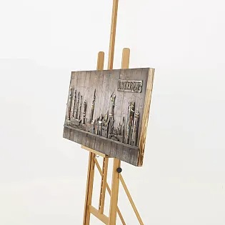 Artă de perete metalică 3D cu orizontul portului și cheiului Dunkerque decor maritim industrial, dimensiuni 60x150cm