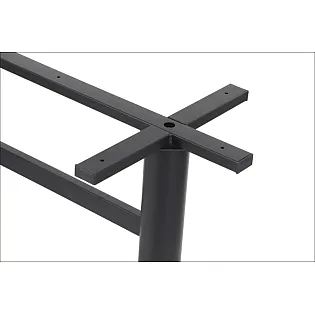 Κεντρικό πόδι τραπεζιού με δύο στηρίγματα, κατασκευασμένο από ατσάλι, μαύρο χρώμα, ύψος 73 cm, διαστάσεις επίπεδο συναρμολόγησης 40x54 cm, βάση 58x61 cm