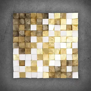 3D произведение на изкуството, метална картина, дървена мозайка, 75x75 см