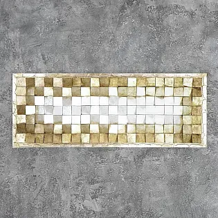 3D-Kunstwerk, Metallkunst, goldfarbenes Mosaik, 55 x 145 cm