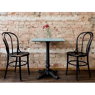 Base de mesa vintage em ferro fundido com 4 pés, HORECA, cor preta, altura 72 cm, adequada para tampo de mesa 90x90 cm, 22,4 kg, ou altura de bar 106 cm para tampo de mesa 80x80 cm