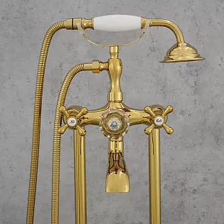 Grifo de bañera de pie, dorado, pulido, altura 98 cm