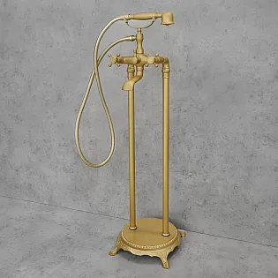 Baterie de baie autoportanta, culoare - auriu, alama antica, inaltime 101cm