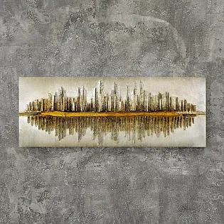 Décoration murale 3D Reflets de lélégance urbaine , en bois, métal et plastique, 145x55cm