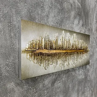 3D wall decor Reflections of urban elegance, made of wood, metal and plastic, 145x55cm