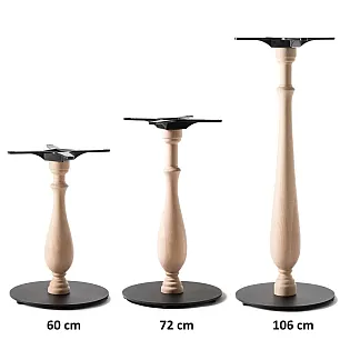 Perna de mesa com base inferior em aço e elegante coluna de madeira crua para mesa de centro, mesa de jantar, mesa de bar, peso 15 kg, para tampos de mesa até D80cm