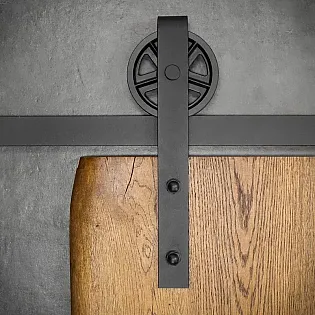 Stålguidesystem til skydedør - hjulet i sort farve, til enfløjet dør op til 130 kg, total længde 200 cm