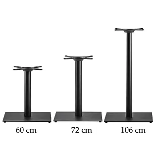 Bordben i firkantet stålform med rund søjle til store bordplader op til Ø110 cm, forskellige højder 60 cm, 72 cm eller 106 cm, i enhver RAL-farve