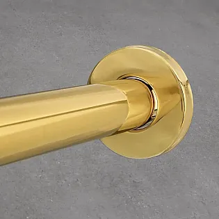 Siphon cruinn maisiúil de chineál buidéal, P-gaiste ciseán níocháin déanta as práis, i ndath óir antique snasta