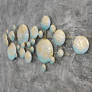 3D metalen wandkunst, metalen afbeelding abstracte planeten, afmetingen 130x50 cm