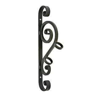 Sealbhóir bratach galánta déanta as barra cruach ollmhór le foircinn maisiúil brionnaithe te, dath dubh neamhlonrach, airde 36 cm