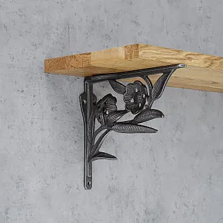 Decorative cast iron shelf holders Flowers, 21x18 cm, set of 2 pcs.