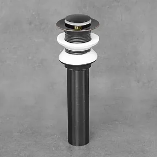 Pop-up Spullstopp ouni Iwwerlaf, aus Messing, a schwaarzer Faarf, 19 cm