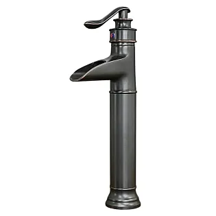 Jedinečný dizajn umývadlová batéria s efektom vodopádu z mosadze, výška 36 cm, dĺžka výtoku 8 cm