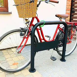 Verzinkter Fahrradständer im Retro-Stil, Höhe 80 cm, Breite 36 cm, mit dekorativen Elementen aus Gusseisen, zur Bodeneinbetonierung, Farbe schwarz